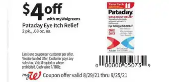 Walgreens Pataday Eye Itch Relief offer