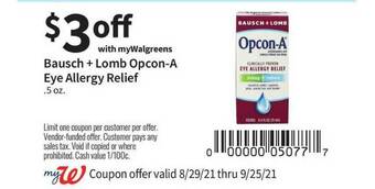 Walgreens Bausch + Lomb Opcon-A Eye Allergy Relief offer