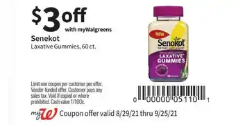 Walgreens Senekot Laxative Gummies offer