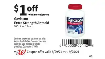 Walgreens Gaviscon Extra Strength Antacid offer