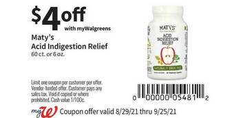 Walgreens Maty's Acid Indigestion Relief offer
