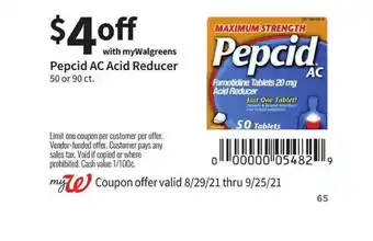 Walgreens Pepcid AC Acid Reducer offer