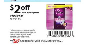 Walgreens Poise Pads offer
