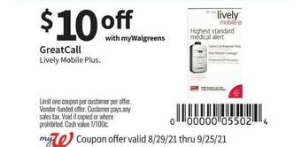 Walgreens GreatCall Lively Mobile Plus offer