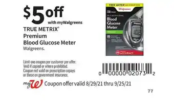Walgreens True Metrix® Premium Blood Glucose Meter Walgreens offer