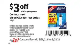 Walgreens Contour Next Blood Glucose Test Strips offer