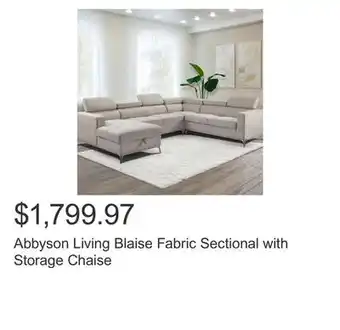 Costco Abbyson living blaise fabric sectional with storage chaise offer