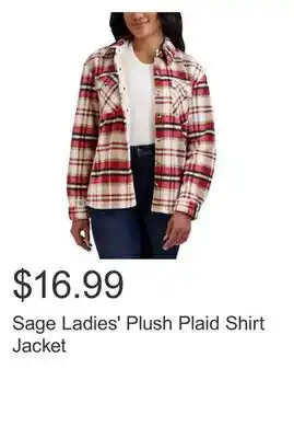 Costco Sage ladies' plush plaid shirt jacket offer