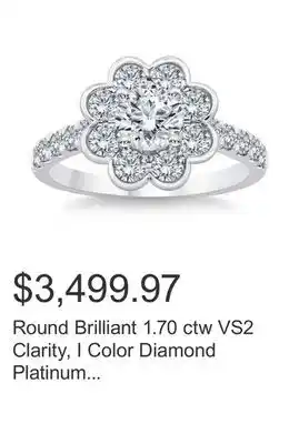Costco Round brilliant 1.70 ctw vs2 clarity, i color diamond platinum flower ring offer