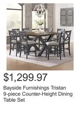 Costco Bayside furnishings tristan 9-piece counter-height dining table set offer