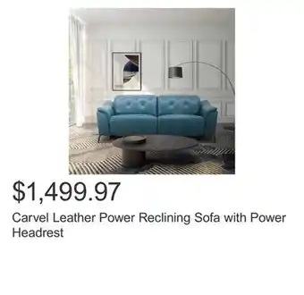 Costco Carvel leather power reclining sofa with power headrest offer