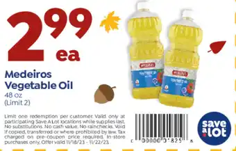 Save a Lot Medeiros Vegetable Oil 48 oz offer