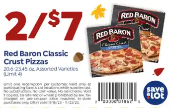 Save a Lot Red Baron Classic Crust Pizzas offer