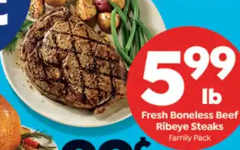 Save a Lot Fresh Boneless Beef Ribeye Steaks offer