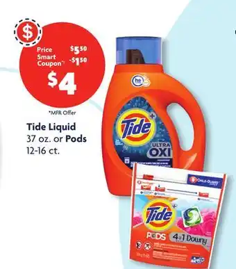 Family Dollar Tide liquid 37 oz. or pods 12-16 ct offer