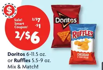 Family Dollar Doritos 6-11.5 oz. or ruffles 5.5-9 oz offer