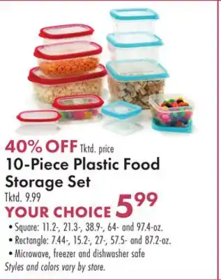 Boscov's 10-piece plastic food storage set offer