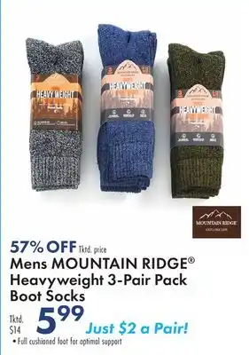 Boscov's Mens mountain ridge heavyweight 3-pair pack boot socks offer