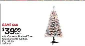 Michaels 4 ft. cypress flocked tree offer