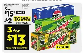 Dollar General Pepsi or mtn dew offer