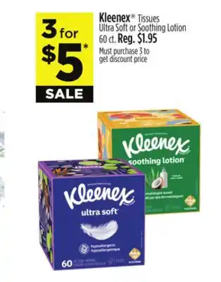 Dollar General Kleenex tissues ultra soft or soothing lotion offer