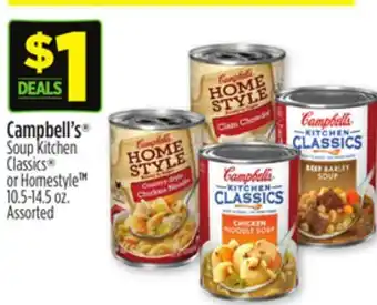 Dollar General Campbell's soup kitchen classics or homestyle offer