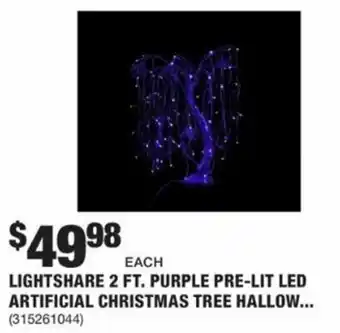 The Home Depot Lightshare 2 Ft. Purple Pre-Lit LED Artificial Christmas Tree Hallow offer