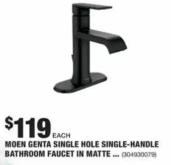 The Home Depot Moen Genta Single Hole Single-Handle Bathroom Faucet In Matte offer