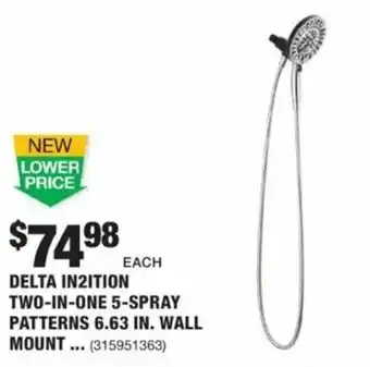 The Home Depot Delta In2ition Two-In-One 5-Spray Patterns 6.63 In. Wall offer