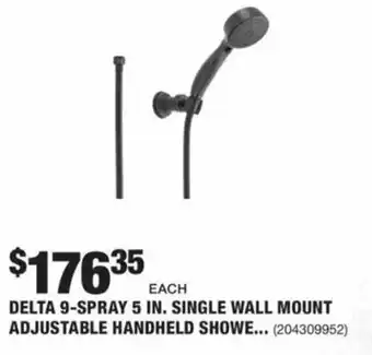 The Home Depot Delta 9-Spray 5 In. Single Wall Mount Adjustable Handheld Shower offer