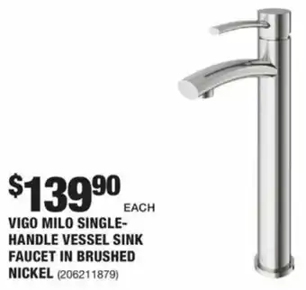 The Home Depot Vigo Milo Single-Handle Vessel Sink Faucet In Bruched Nickel offer