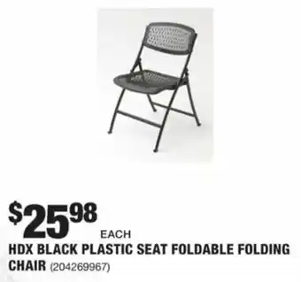 The Home Depot HDX Black Plastic Seat Foldable Folding Chair offer
