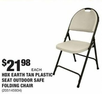 The Home Depot HDX Earth Tan Plastic Seat Outdoor Safe Folding Chair offer