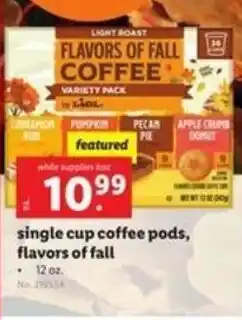 Lidl Single Cup Coffee Pods, Flavors Of Fall 12 oz offer