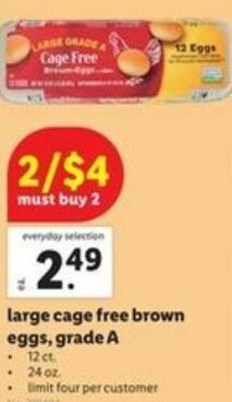 Lidl Large Cage Free Brown Eggs, Grade A offer