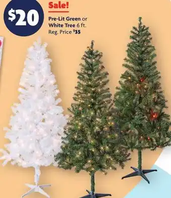 Family Dollar Pre-lit green or white tree offer