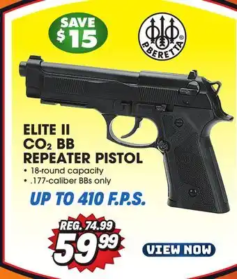 Big 5 Beretta elite ii co2 repeater bb pistol offer