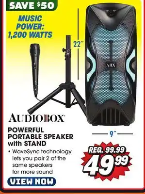 Big 5 Audiobox powerful portable speaker with stand offer