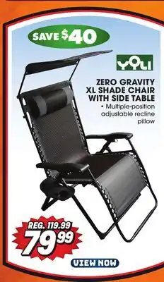 Big 5 Yoli zero gravity xl shade chair with side table offer