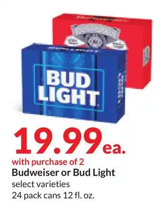 Hy-Vee Budweiser or bud light offer