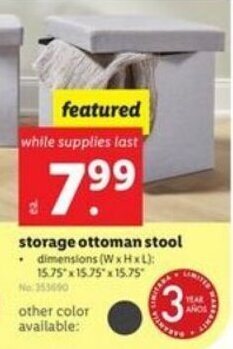 Lidl Storage Ottoman Stool offer