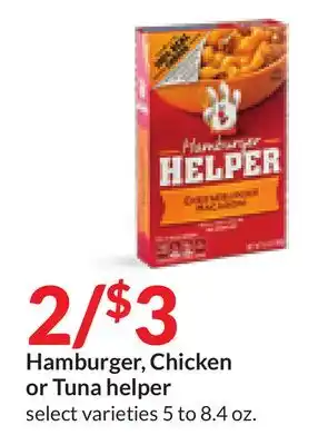Hy-Vee Hamburger, chicken or tuna helper offer