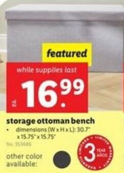 Lidl Storage Ottoman Bench offer