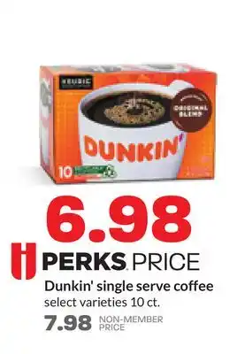Hy-Vee Dunkin' single serve coffee offer