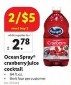 Lidl Ocean Spray Cranberry Juice Cocktail offer