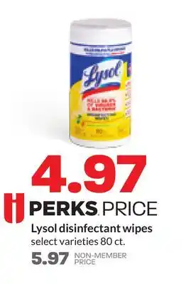 Hy-Vee Lysol disinfectant wipes offer