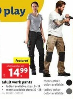 Lidl Adult Work Pants offer