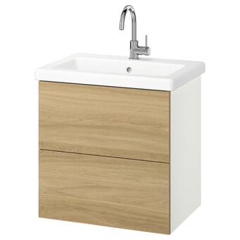 Ikea Enhet / tvällen sink cabinet w drawers/sink/faucet, white/oak effect, 25 1/2x19 1/8x26 offer