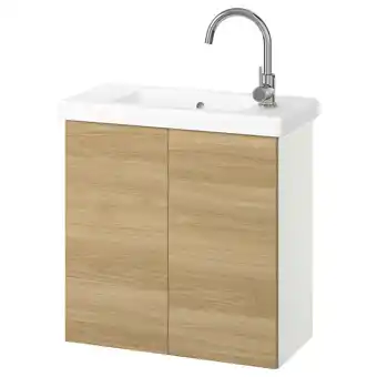 Ikea Enhet / tvällen sink cabinet w doors/sink/faucet, white/oak effect, 25 1/2x13 1/8x26 offer