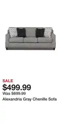 Big Lots Alexandria gray chenille sofa offer